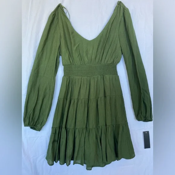 slim fit dress slacks Green summer short sleeves Linen Dress 5199 – Xiaolizi main image 1